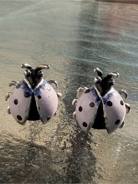 Swank Purple Lady Bug Cuff Links